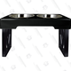 To help relieve strain on your dog’s neck, you can put their food and water in a Pet Zone Designer Diner Adjustable Elevated Pet Feeder.